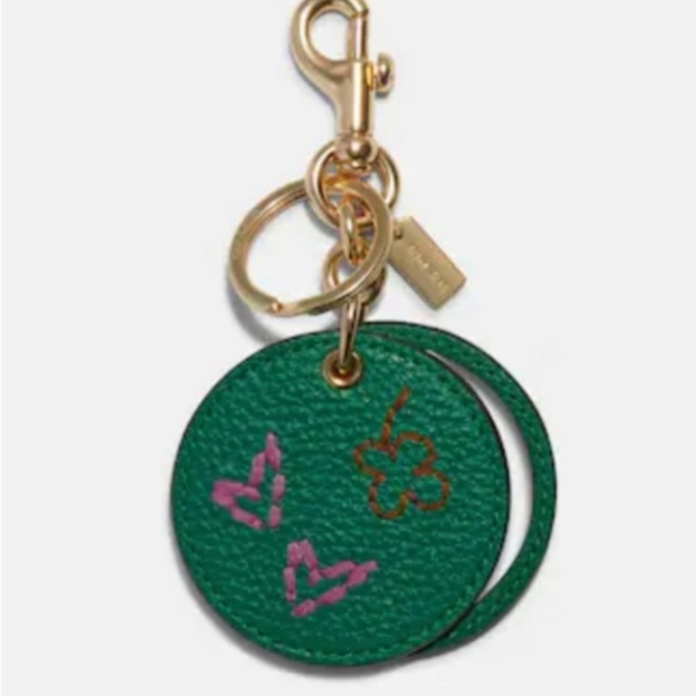 NEW Coach Mirror Bag Charm with Diary
Embroidery in green